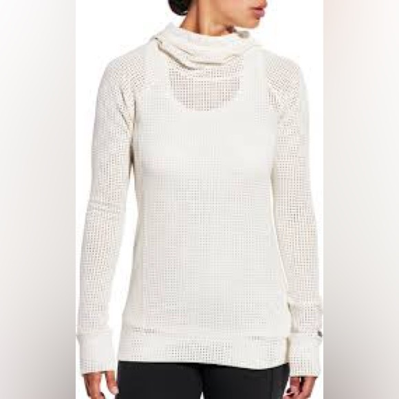 CALIA by Carrie Underwood Tops - CALIA by Carrie Underwood Cream Fleuria Mesh Hooded Pullover